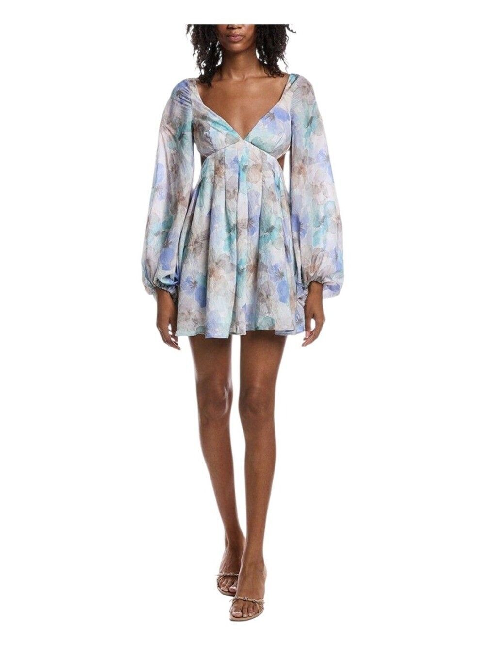 Bardot Blue Jovie Cut Out Babydoll Dress Size Large